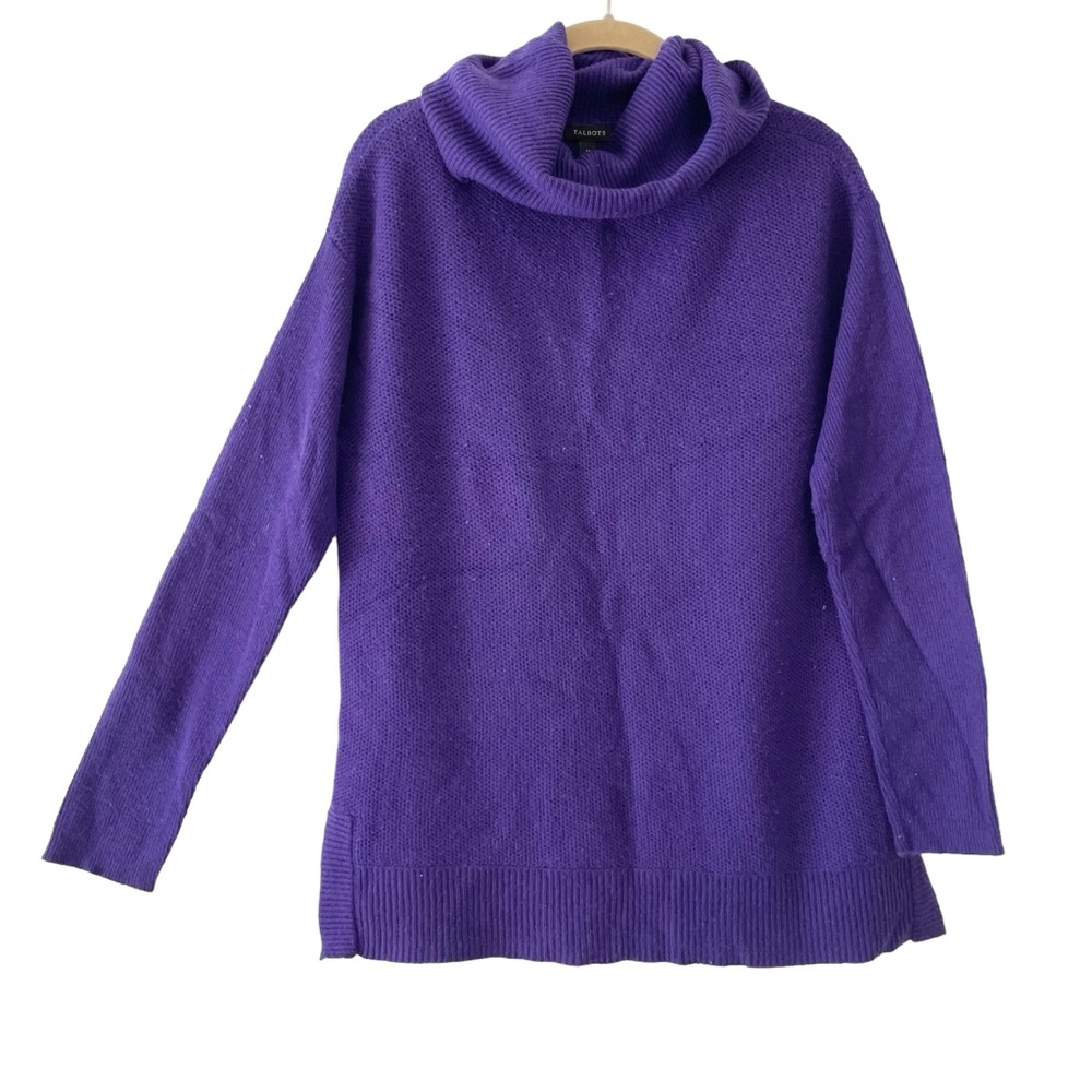 Lambswool Talbots Purple Waffle Knit Talbots Chinky Neck Turtleneck Medium
